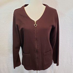 Zip up Type Cardigan Sweater Burgundy Medium